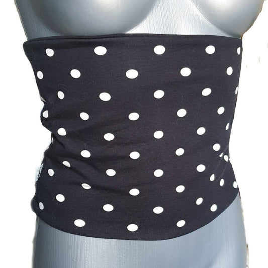 Black Polka Dot Reversible Core Warmer – Double-Sided Summer Haramaki Wrap