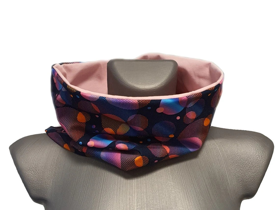 Double-Sided Back Warmer Haramaki – Bubbles Print & Solid Pink