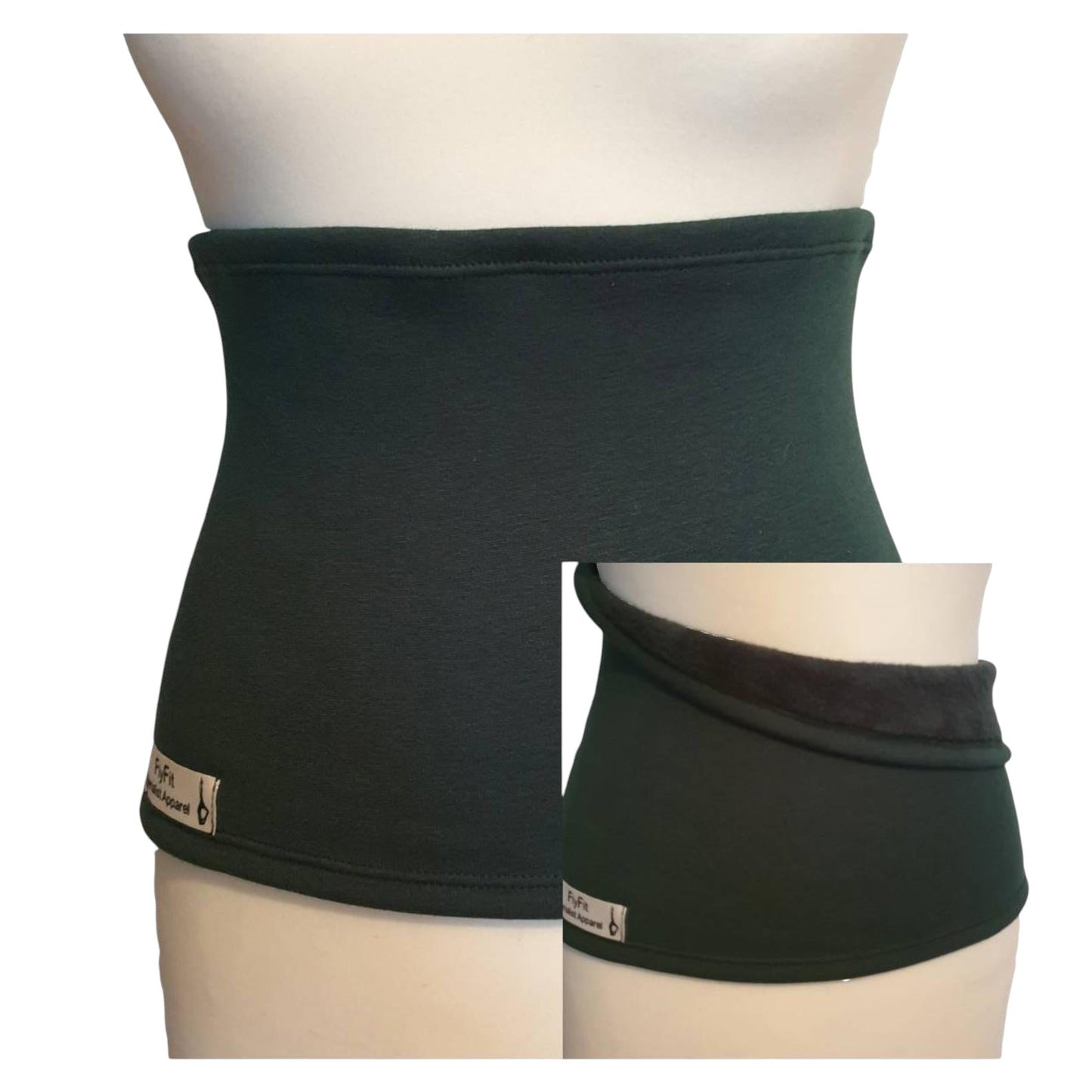 Fly and Fit Alpine Fleece Core Warmer in bottle green, a thermal haramaki for aerialists with a plush interior.