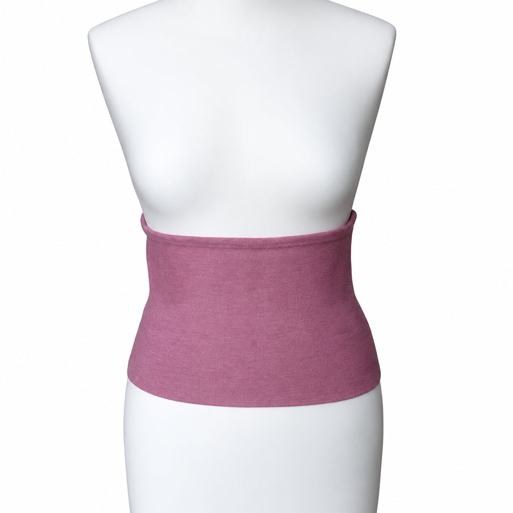 Fly and Fit mauve pink single layer cotton sweat haramaki wrap for core warmth and recovery