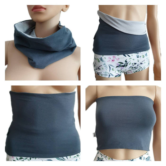 Charcoal & Slate Reversible Core Warmer – Double-Sided Summer Haramaki Wrap