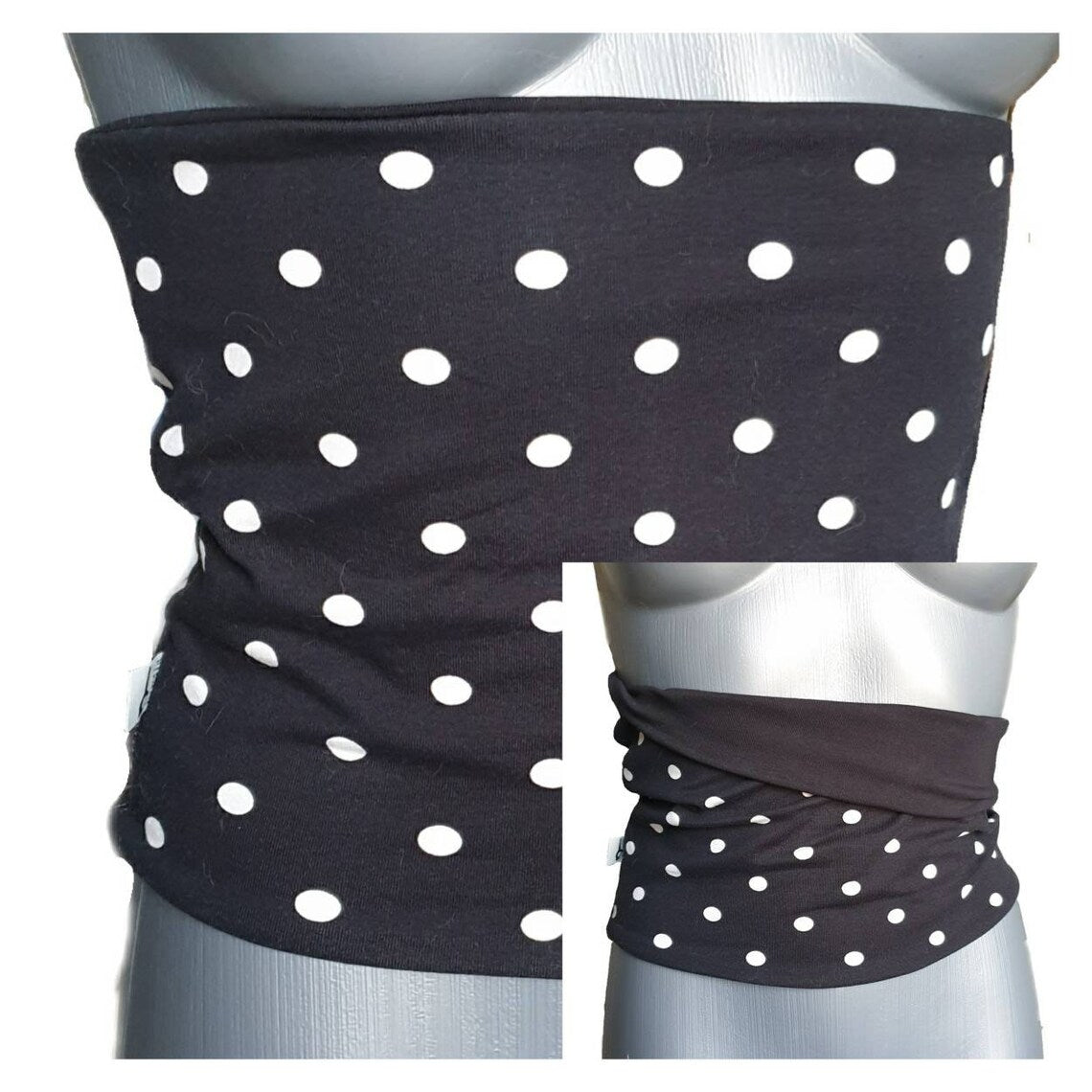 Black Polka Dot Reversible Core Warmer – Double-Sided Summer Haramaki Wrap