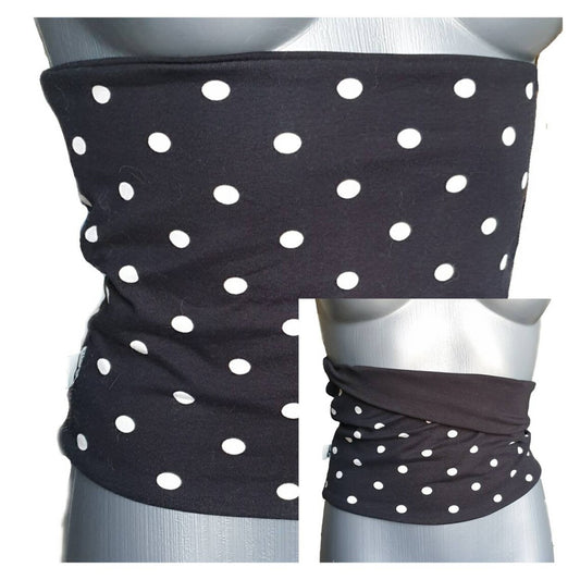 Black Polka Dot Reversible Core Warmer – Double-Sided Summer Haramaki Wrap