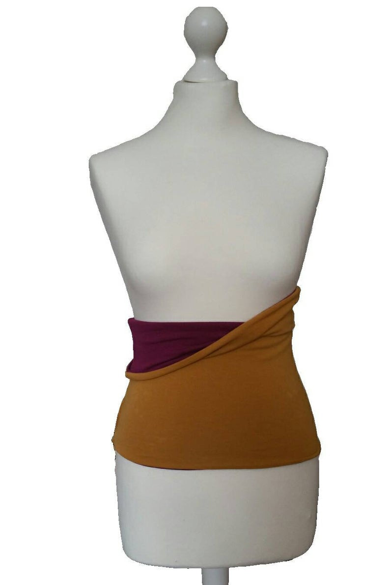 Double sided back armer bordeaux mustard on a white background