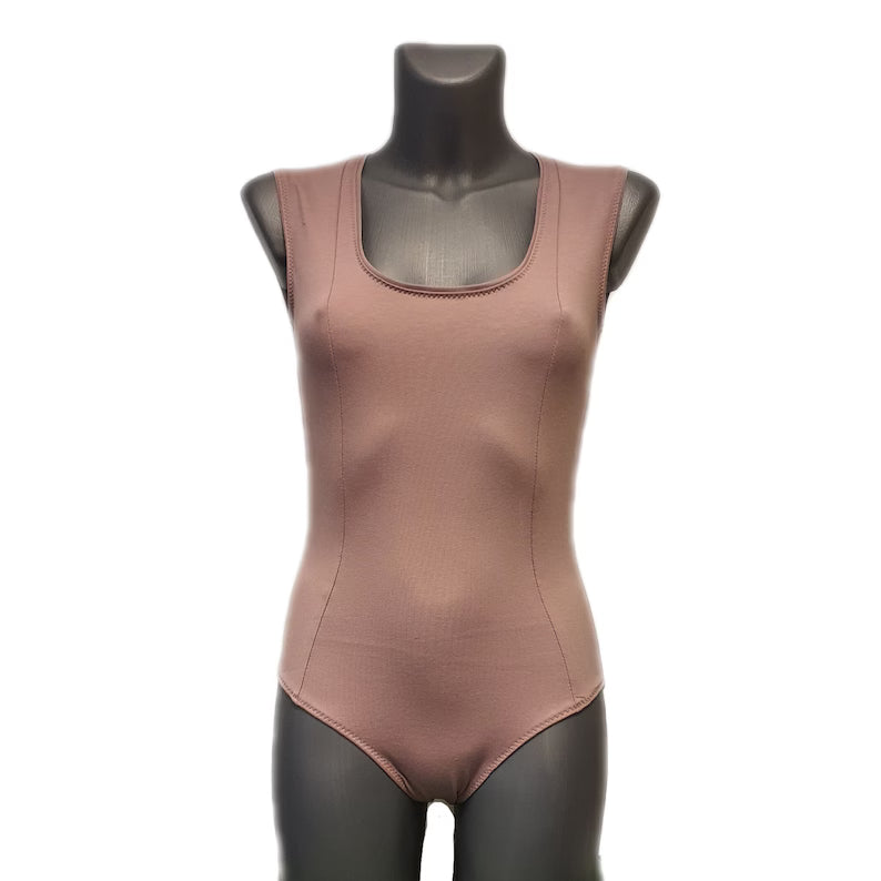 Cotton Princess-Cut Studio Leotard – Classic Natural Line Bodysuit for Adults