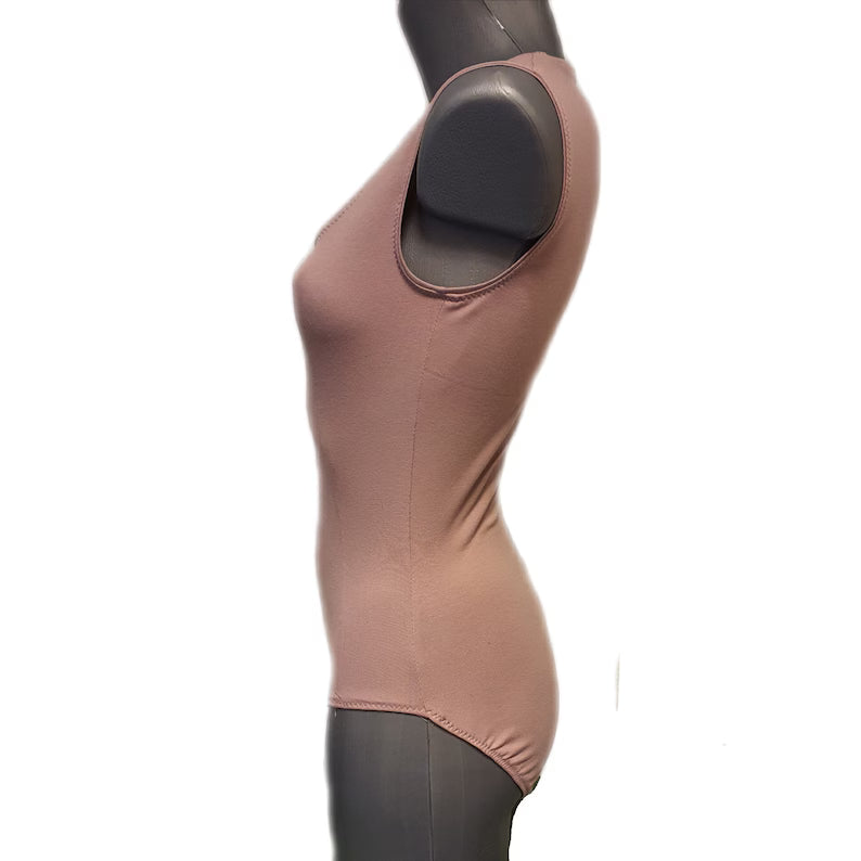 Cotton Princess-Cut Studio Leotard – Classic Natural Line Bodysuit for Adults