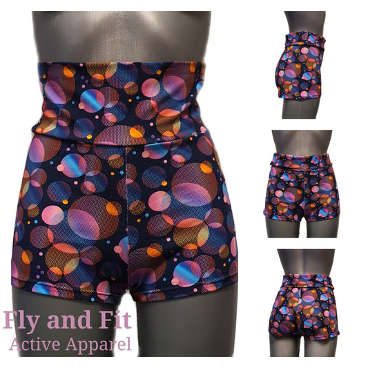 Psychedelic Bubbles Move Shorts – High-Waist to Low-Rise Cotton Wrap