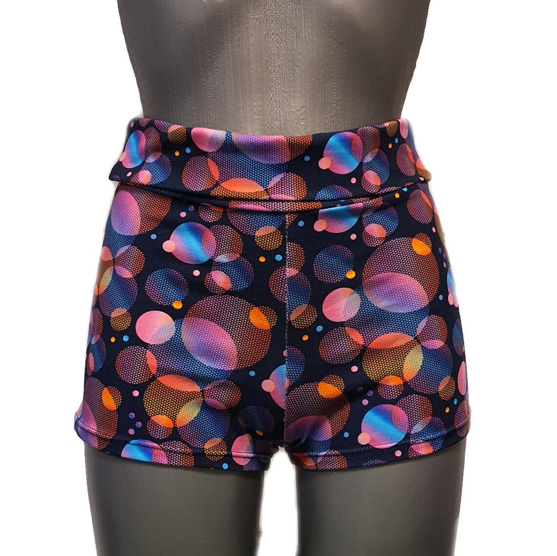 Psychedelic Bubbles Move Shorts – High-Waist to Low-Rise Cotton Wrap