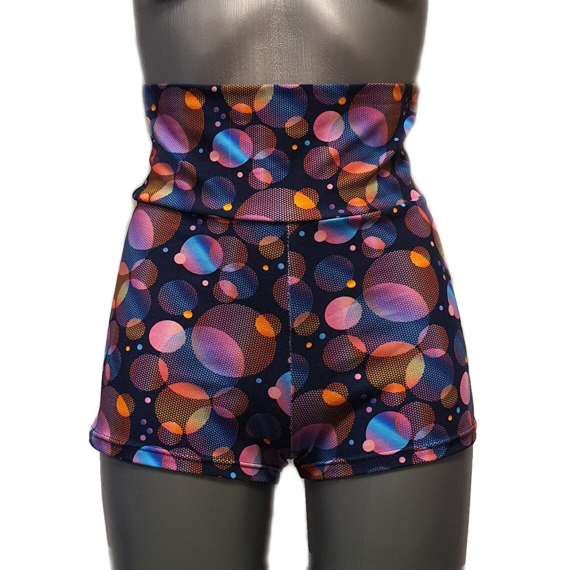 Psychedelic Bubbles Move Shorts – High-Waist to Low-Rise Cotton Wrap