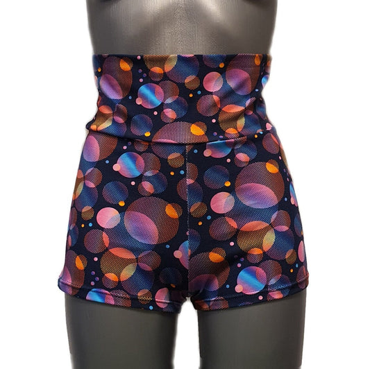Psychedelic Bubbles Move Shorts – High-Waist to Low-Rise Cotton Wrap