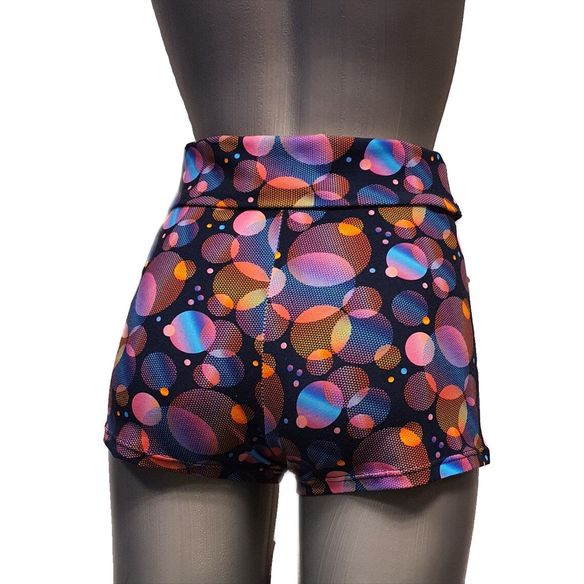 Psychedelic Bubbles Move Shorts – High-Waist to Low-Rise Cotton Wrap