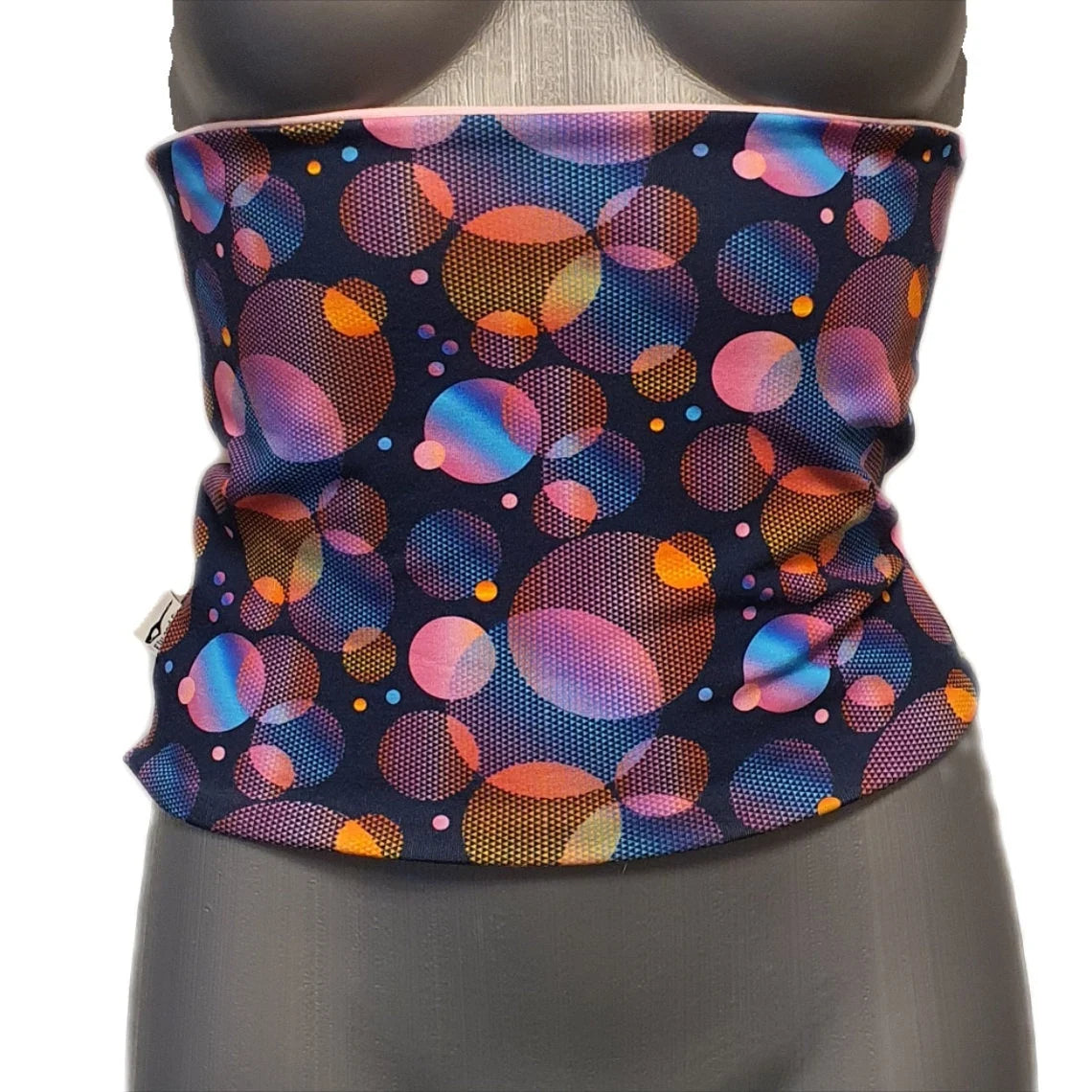 Double-Sided Back Warmer Haramaki – Bubbles Print & Solid Pink