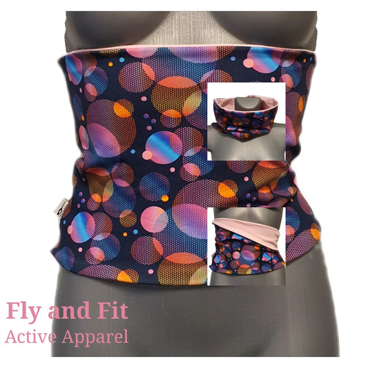 Double-Sided Back Warmer Haramaki – Bubbles Print & Solid Pink