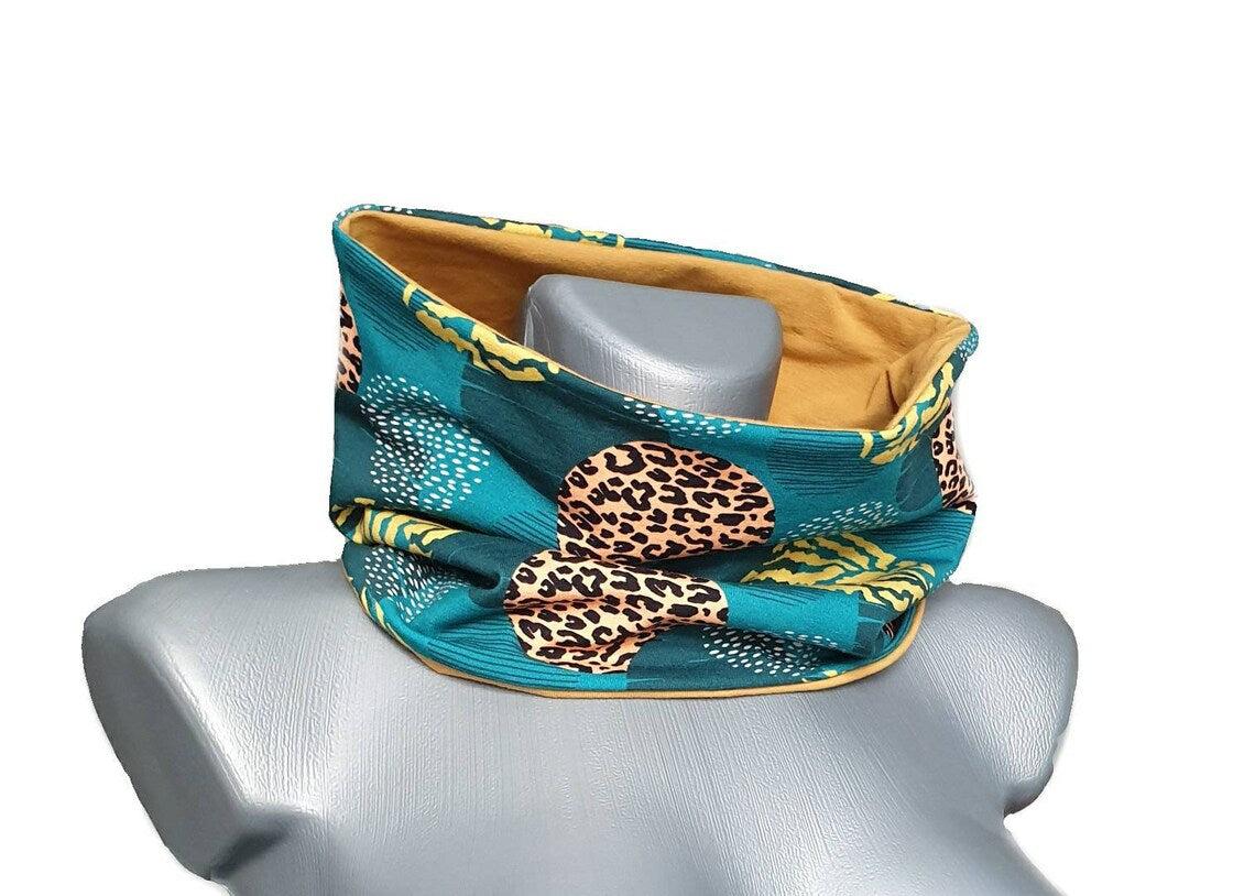 Floral Leopard & Mustard Reversible Core Warmer – Double-Sided Summer Haramaki Wrap