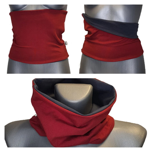 Crimson & Charcoal Reversible Haramaki – Moody Balletcore Core Warmer
