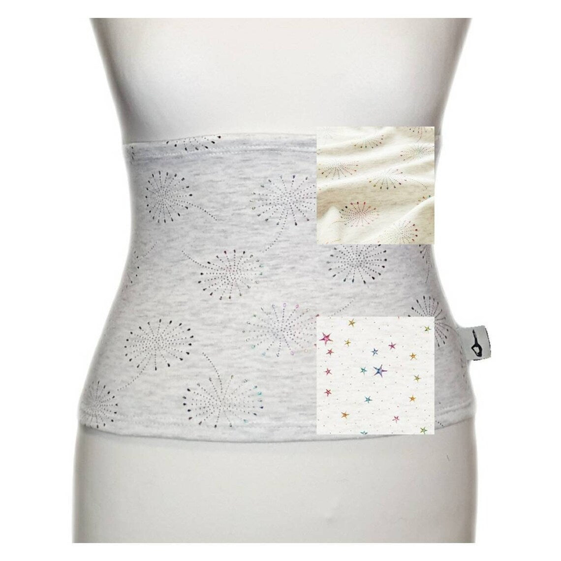 Fly and Fit Alpine Fleece Core Warmer in grey with dandelion and glitter star prints for thermal winter training.