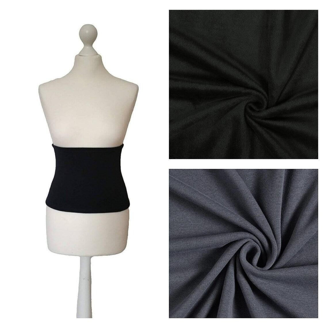 Fly and Fit Alpine fleece core warmer in black on a mannequin with close-up fabric textures in black and gray