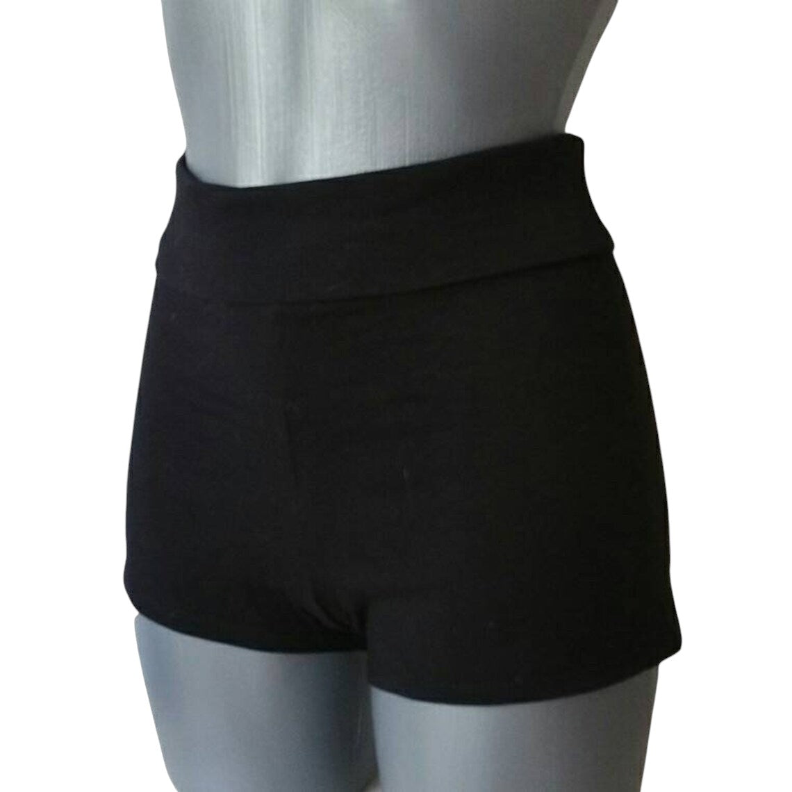 Fly and Fit black cotton high-rise movement shorts for aerial fitness, yoga, and pole training.