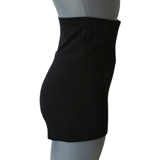 Fly and Fit high-rise black cotton movement shorts for aerial fitness and yoga, side view on a mannequin.
