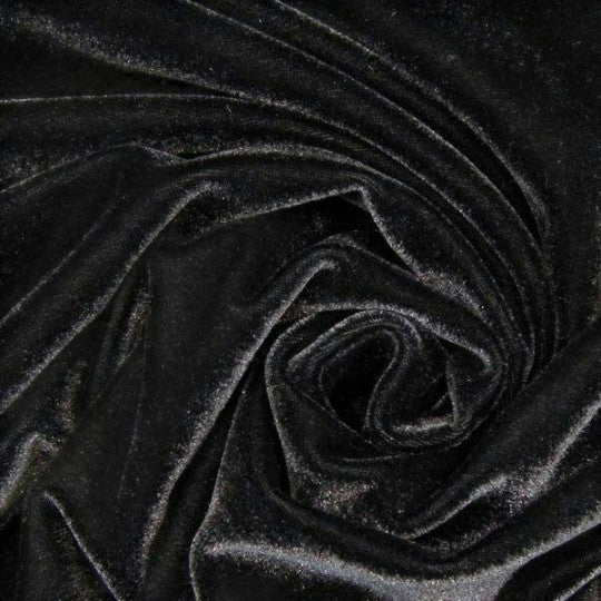 Fly and Fit black velvet fabric texture for aerial movement shorts, showing soft, light-reflecting material.