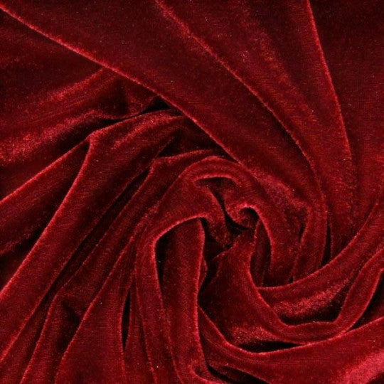 Fly and Fit deep red velvet fabric with a soft, luxurious texture for aerial movement shorts