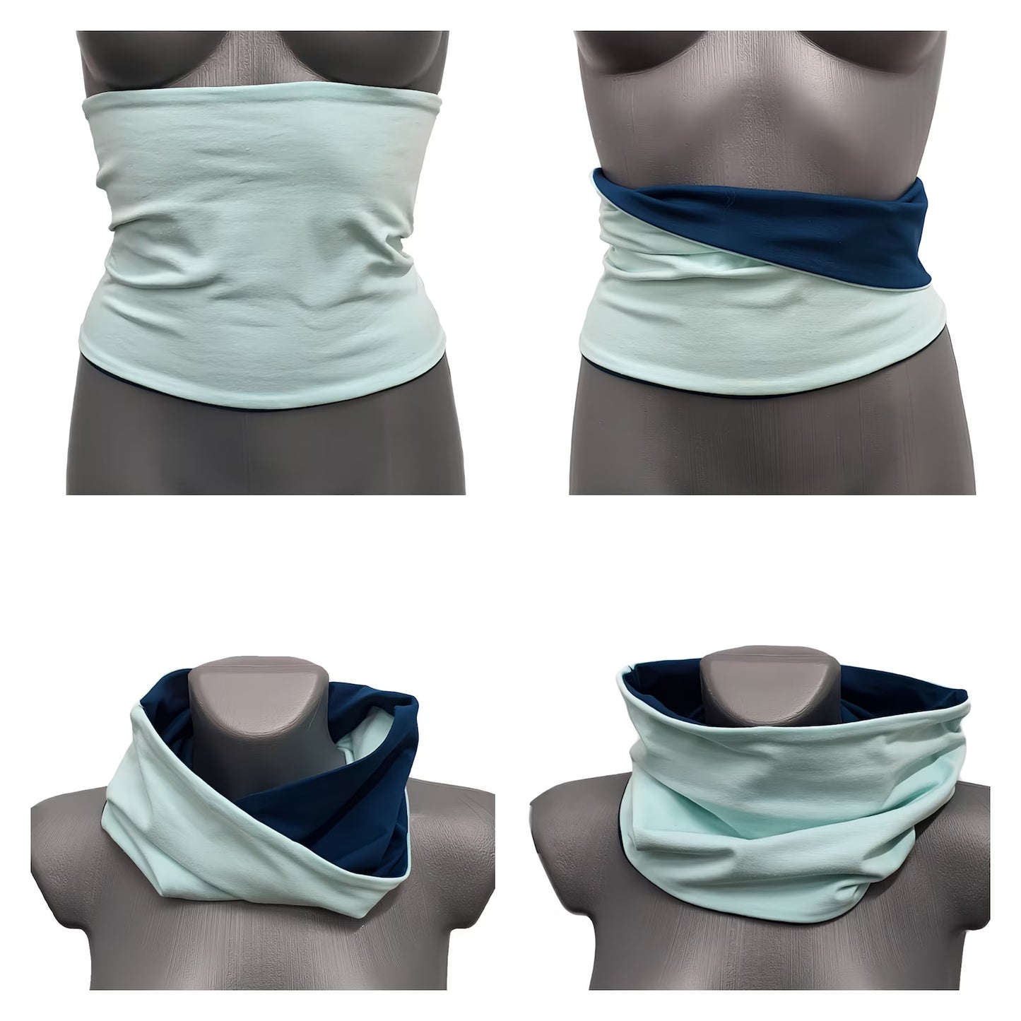 Double-Sided Core Warmer Haramaki - Mint & Deep Petrol Blue